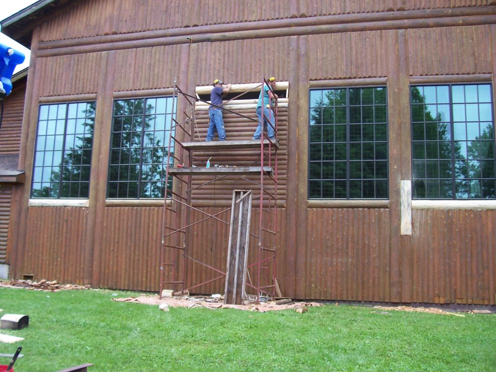 Herbster Log Gym repairs by Oulu Log Builders in 2016