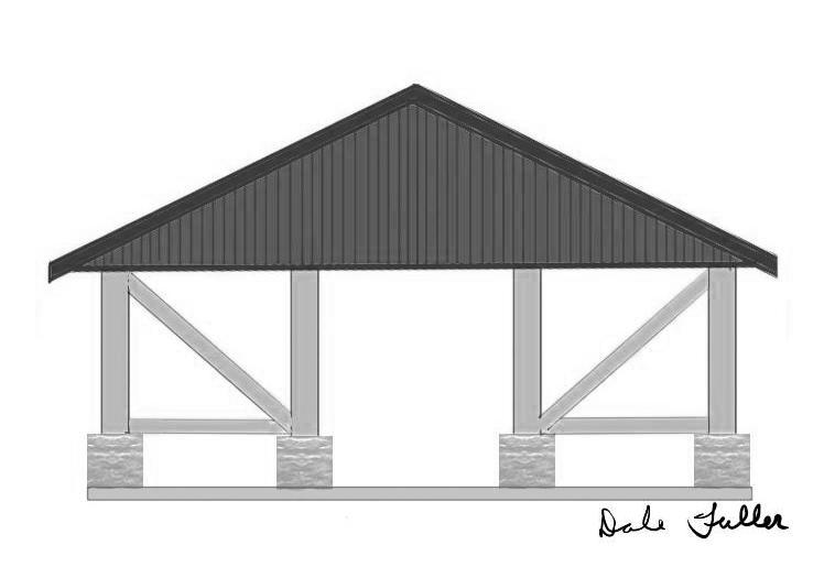 side view of planned Herbster Community Club renovation of park pavilion